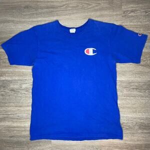 Vintage Men's Blue Reverse Weave Champion Shirt (L)